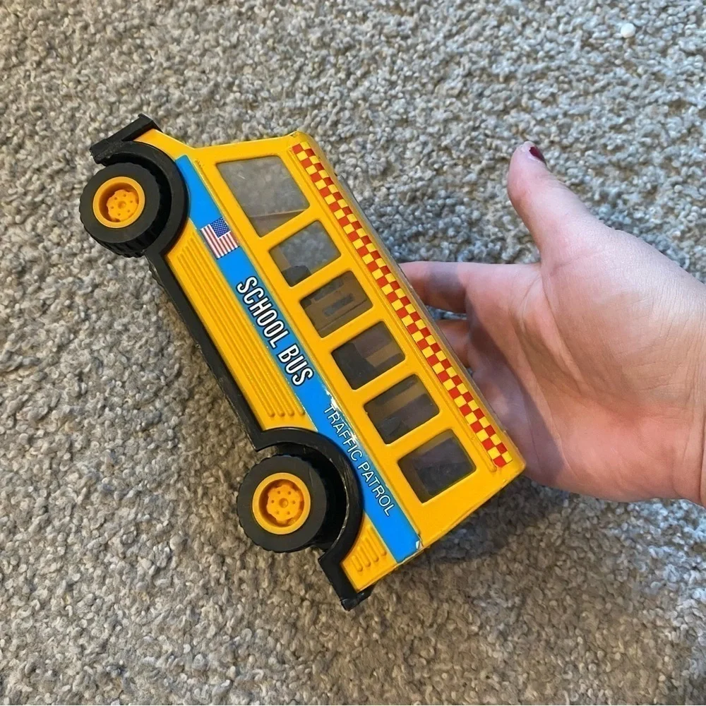Vintage School Bus Metal Kids Toy Yellow
